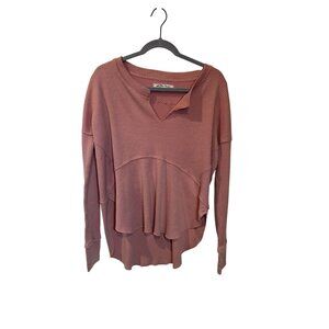 We The Free Oversized Mauve pink Waffle Knit Long Sleeve Layered Top XS